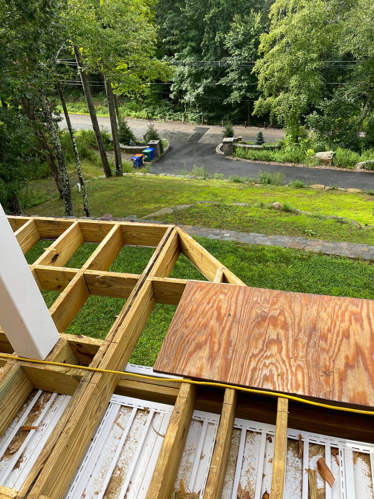 Deck surface framing construction in progress